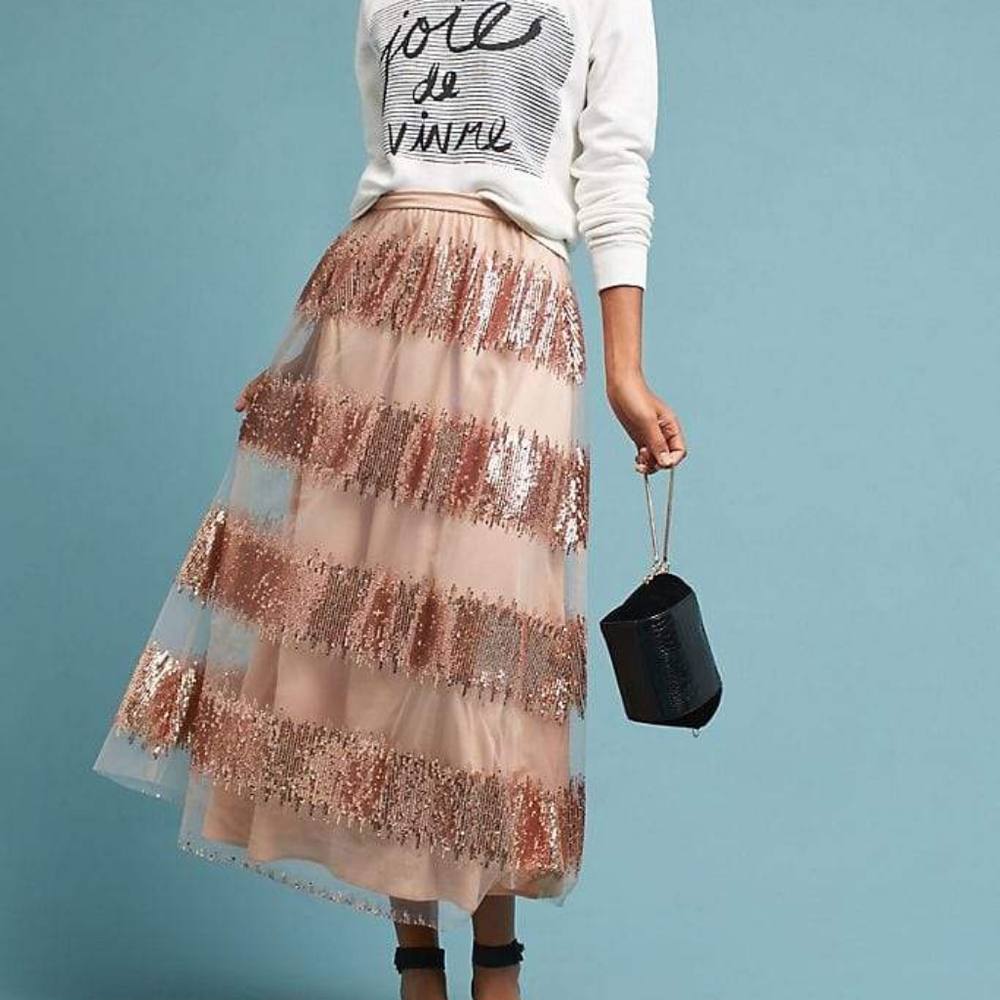 Eva Franco Anthropologie Sequin Skirt